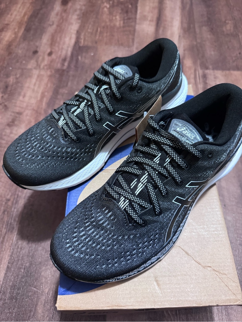 ASICS Gel Kayano Black and White Women's Athletic Running Shoes